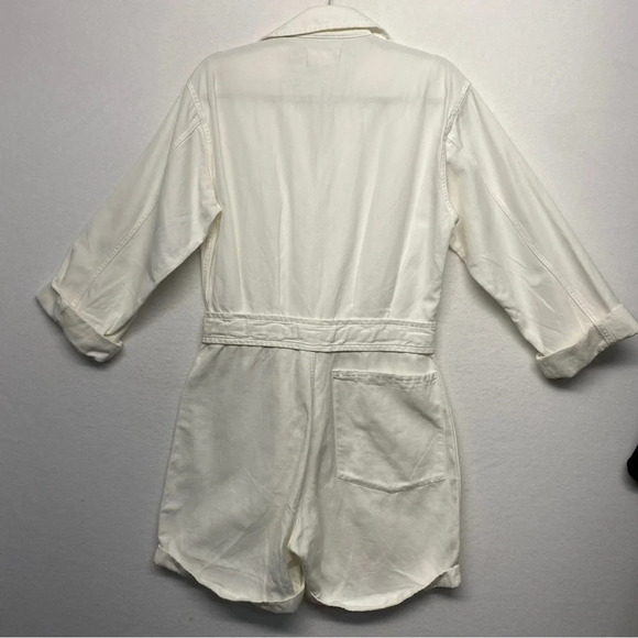 NILI LOTAN White Ariana Tie Front Utility Belted Playsuit Romper XS Cotton Linen - Picture 7 of 15